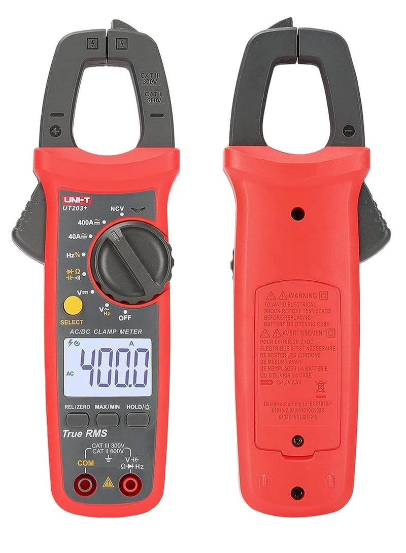 Uni-T-UT203+ True RMS, 4000 counts, 400A AC/DC Digital Clamp Meter